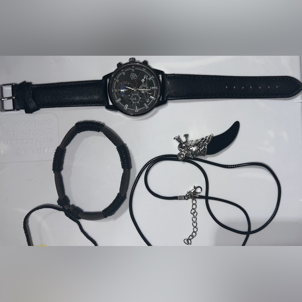 $7 BRACELET, NECKLACE AND WATCH SET. NEW. BLACK. $7 IF BUNDLED - Picture 15 of 16
